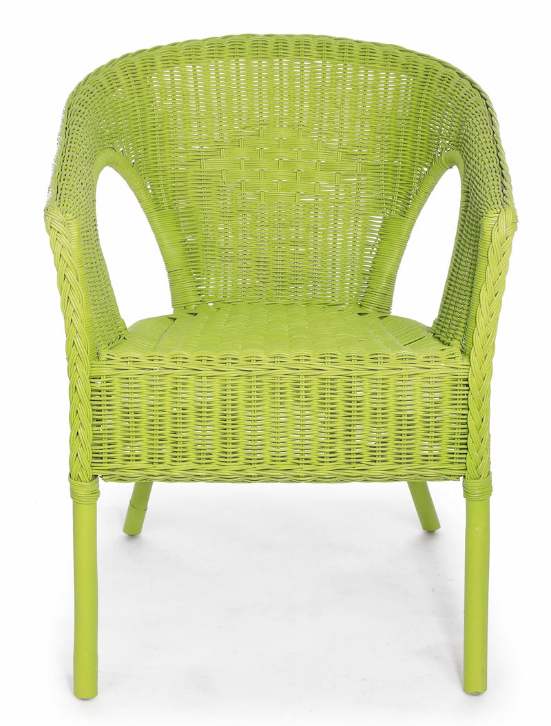 Set 4 scaune pentru gradina / terasa, din ratan si rachita, Alliss Lime, l58xA61xH74 cm (1)