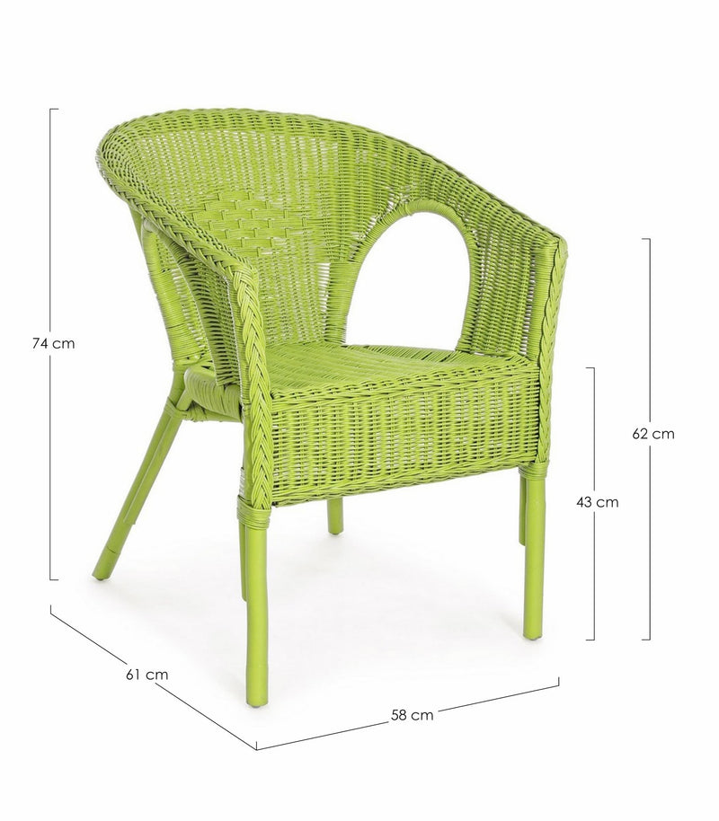 Set 4 scaune pentru gradina / terasa, din ratan si rachita, Alliss Lime, l58xA61xH74 cm (6)