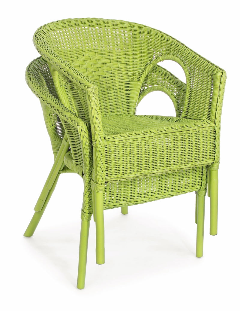 Set 4 scaune pentru gradina / terasa, din ratan si rachita, Alliss Lime, l58xA61xH74 cm (5)