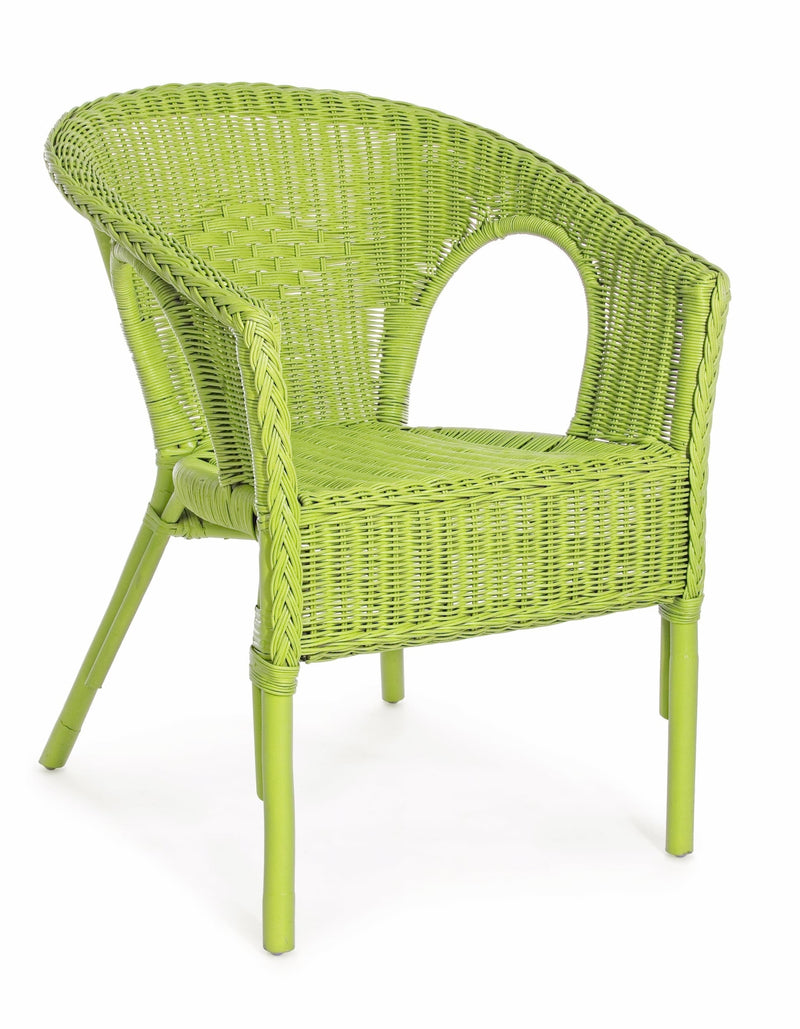 Set 4 scaune pentru gradina / terasa, din ratan si rachita, Alliss Lime, l58xA61xH74 cm (4)