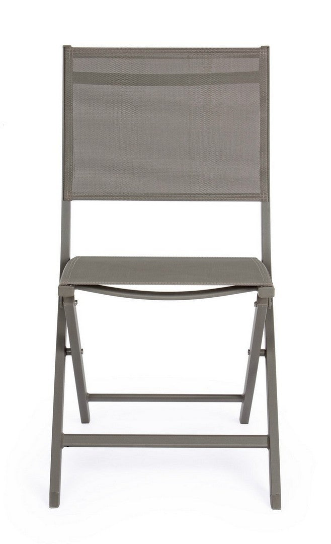 Set 4 scaune pliabile de gradina / terasa din metal si material textil Elin Grej, l47xA57xH88 cm (4)