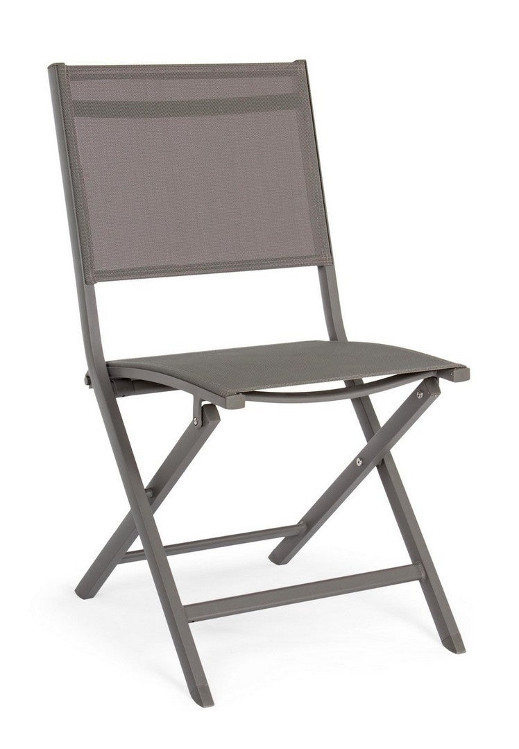 Set 4 scaune pliabile de gradina / terasa din metal si material textil Elin Grej, l47xA57xH88 cm (3)