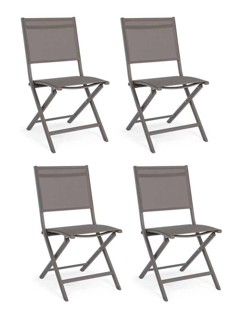Set 4 scaune pliabile de gradina / terasa din metal si material textil Elin Grej, l47xA57xH88 cm