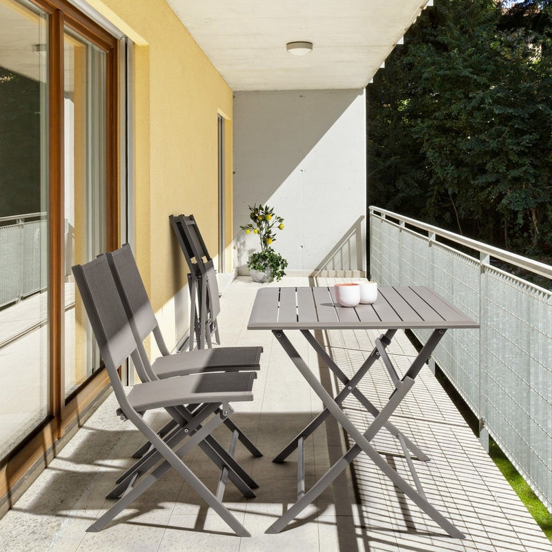 Set 4 scaune pliabile de gradina / terasa din metal si material textil Elin Grej, l47xA57xH88 cm (2)
