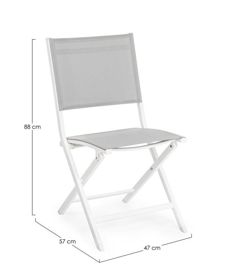 Set 4 scaune pliabile de gradina / terasa din metal si material textil Elin Gri / Alb, l47xA57xH88 cm (5)