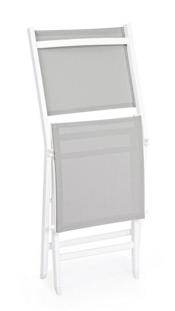 Set 4 scaune pliabile de gradina / terasa din metal si material textil Elin Gri / Alb, l47xA57xH88 cm (4)