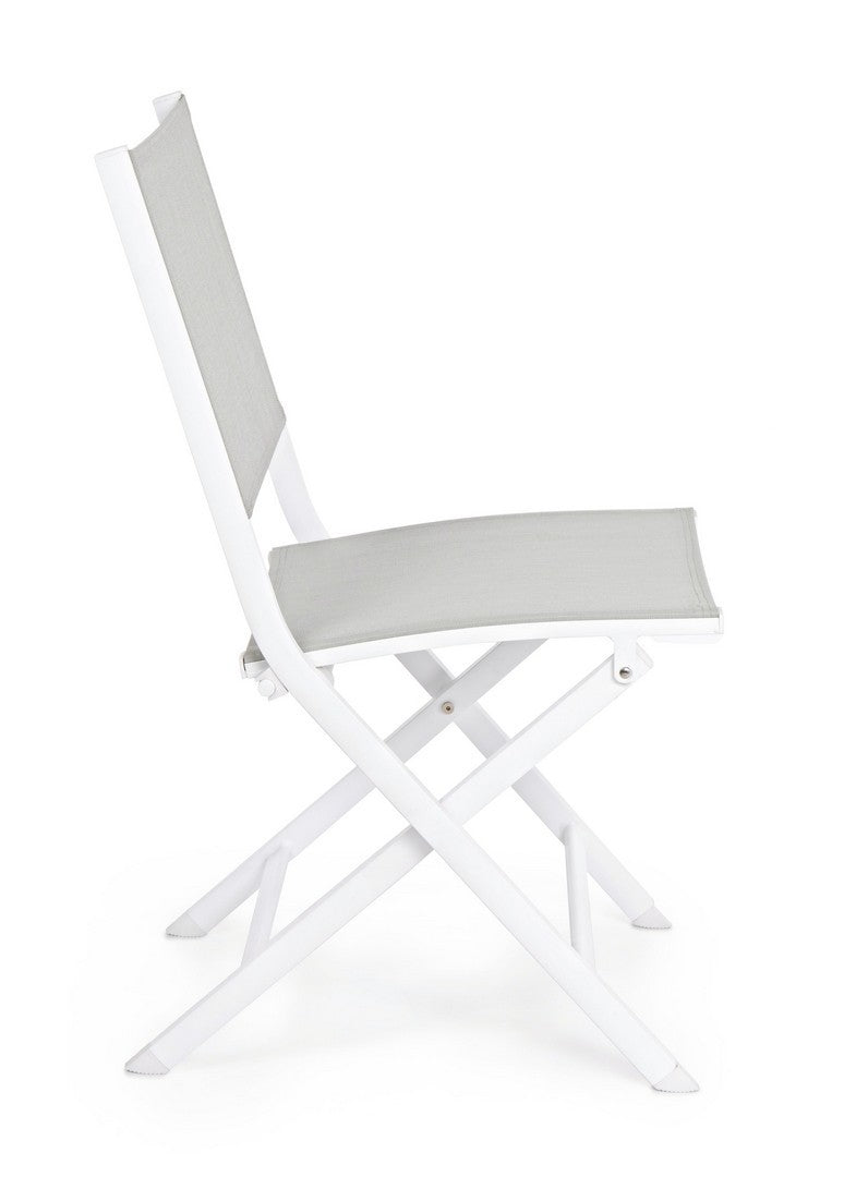 Set 4 scaune pliabile de gradina / terasa din metal si material textil Elin Gri / Alb, l47xA57xH88 cm (2)