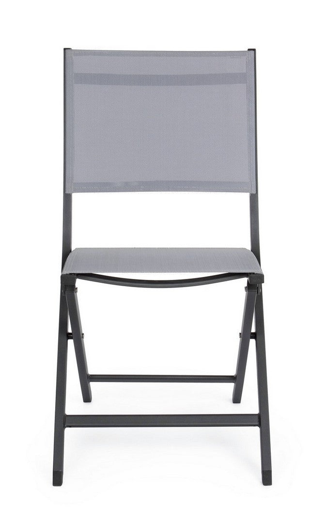 Set 4 scaune pliabile de gradina / terasa din metal si material textil Elin Gri / Antracit, l47xA57xH88 cm (2)