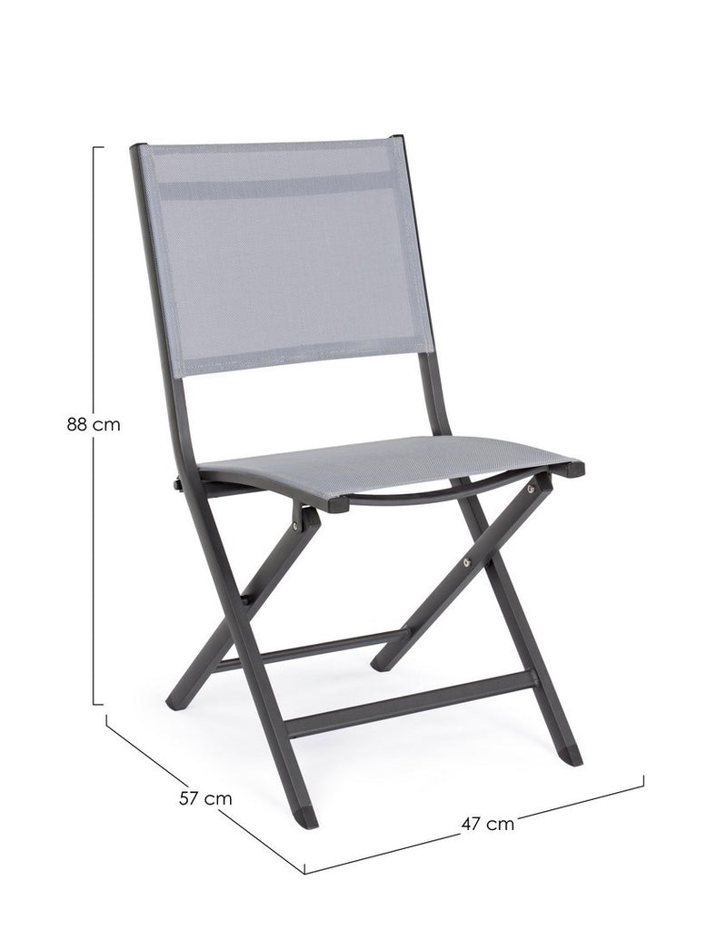 Set 4 scaune pliabile de gradina / terasa din metal si material textil Elin Gri / Antracit, l47xA57xH88 cm (9)