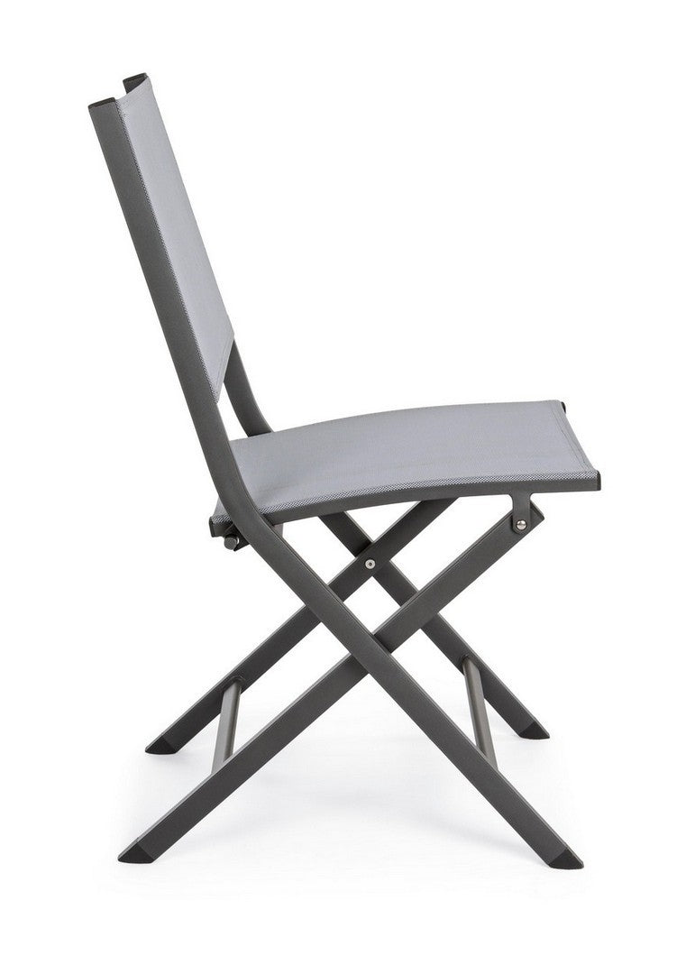 Set 4 scaune pliabile de gradina / terasa din metal si material textil Elin Gri / Antracit, l47xA57xH88 cm (3)
