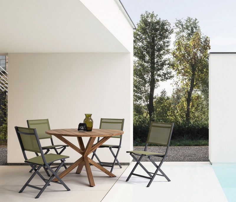 Set 4 scaune pliabile de gradina / terasa din metal  si material textil Elin Verde / Antracit, l47xA57xH88 cm (1)