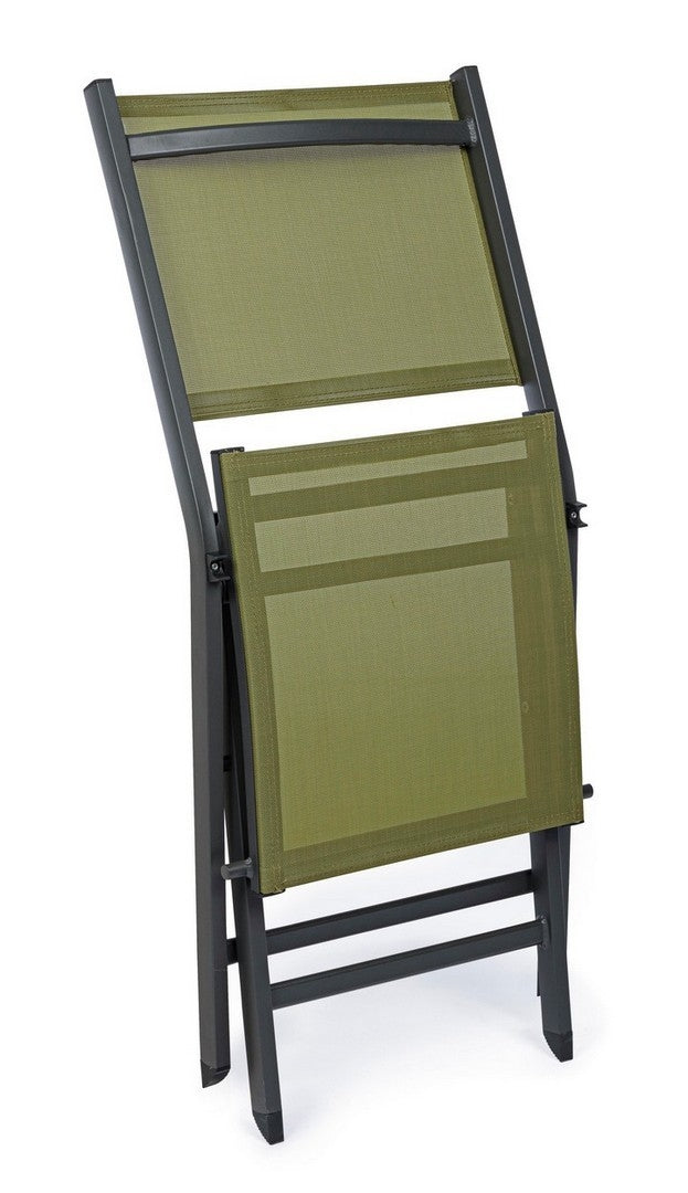 Set 4 scaune pliabile de gradina / terasa din metal  si material textil Elin Verde / Antracit, l47xA57xH88 cm (7)