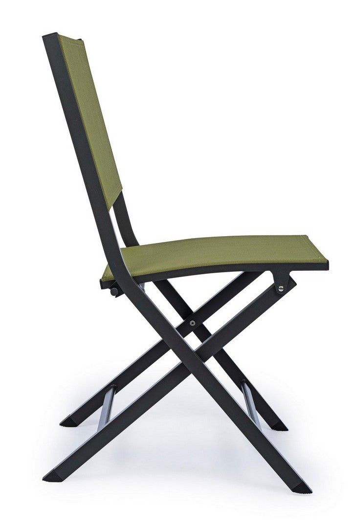 Set 4 scaune pliabile de gradina / terasa din metal  si material textil Elin Verde / Antracit, l47xA57xH88 cm (4)