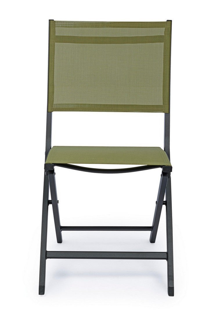 Set 4 scaune pliabile de gradina / terasa din metal  si material textil Elin Verde / Antracit, l47xA57xH88 cm (2)