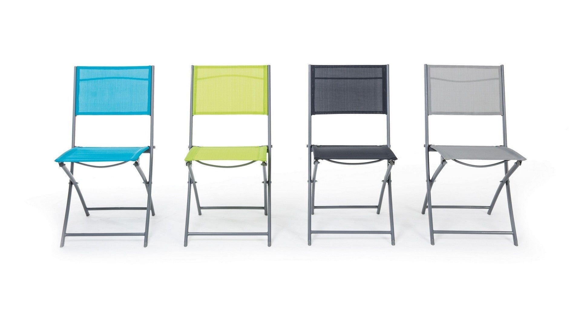 Set 4 scaune pliabile de gradina / terasa din metal si material textil, Emilian Lime / Gri, l45xA56xH86 cm (4)