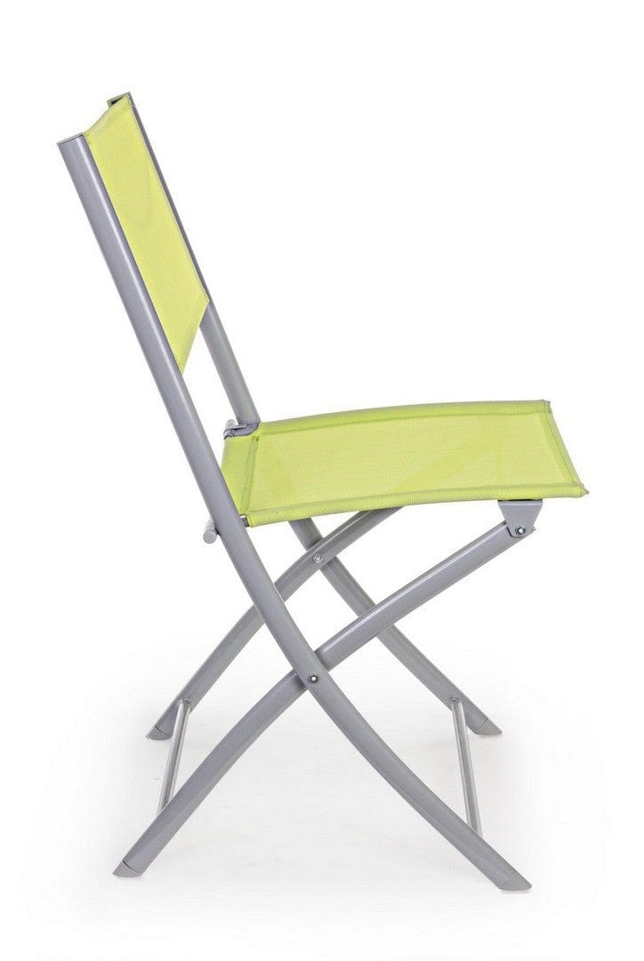 Set 4 scaune pliabile de gradina / terasa din metal si material textil, Emilian Lime / Gri, l45xA56xH86 cm (3)