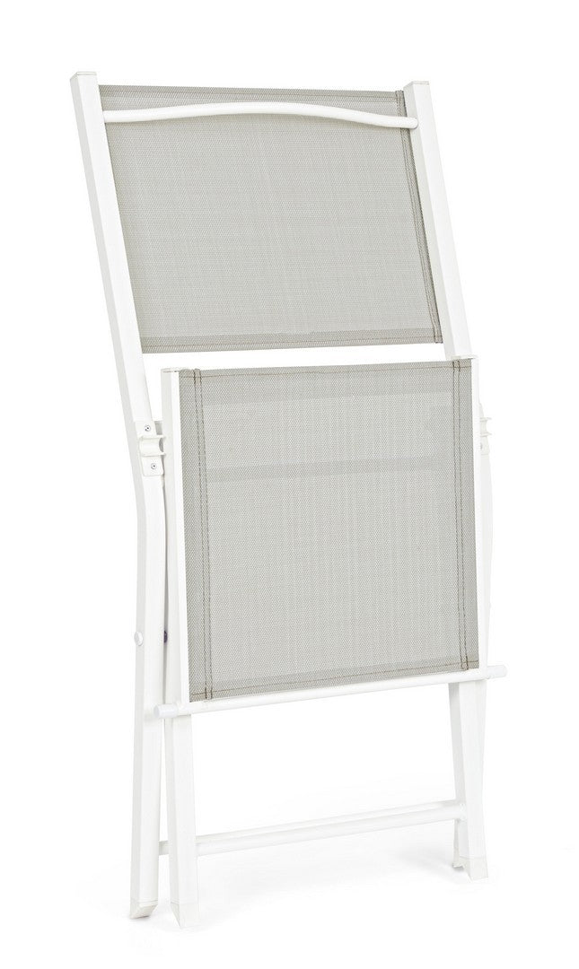Set 4 scaune pliabile de gradina / terasa din metal si material textil Hilde Alb, l48xA55,5xH82,5 cm (6)