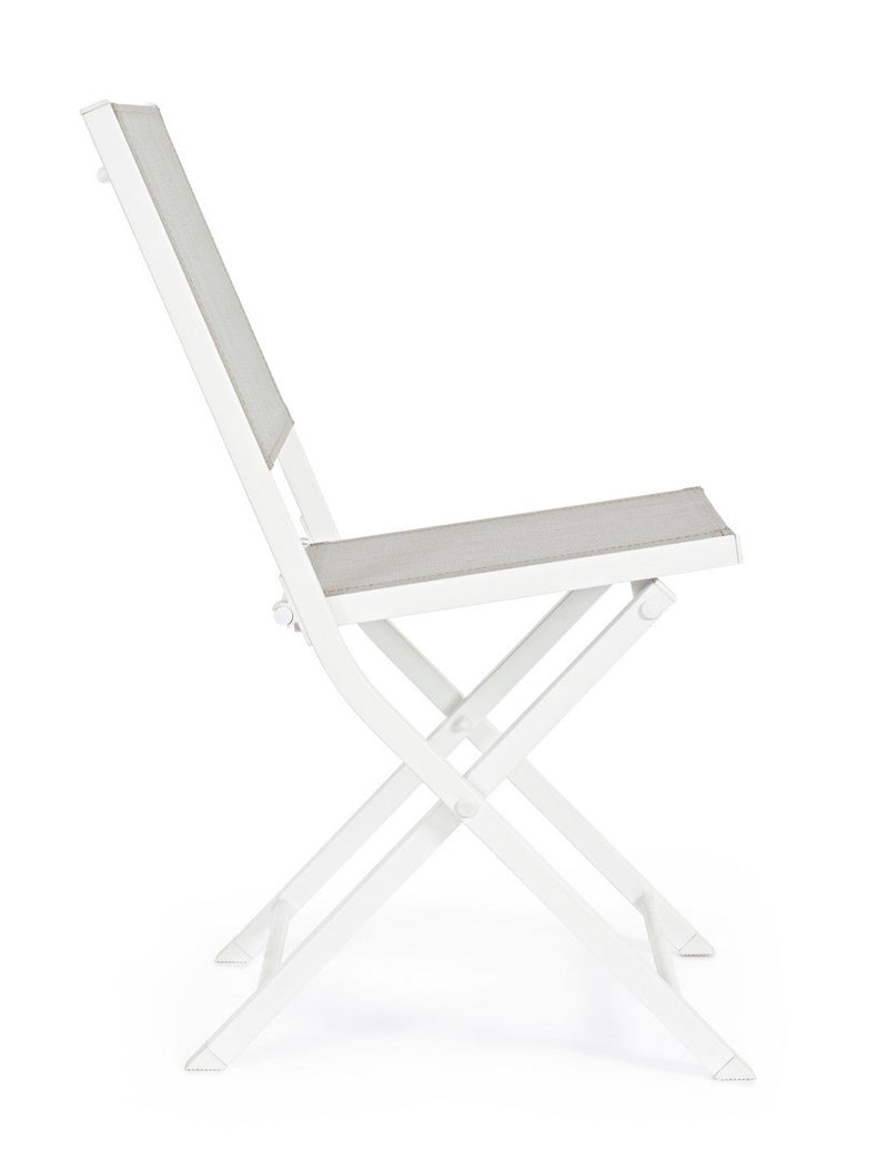 Set 4 scaune pliabile de gradina / terasa din metal si material textil Hilde Alb, l48xA55,5xH82,5 cm (3)