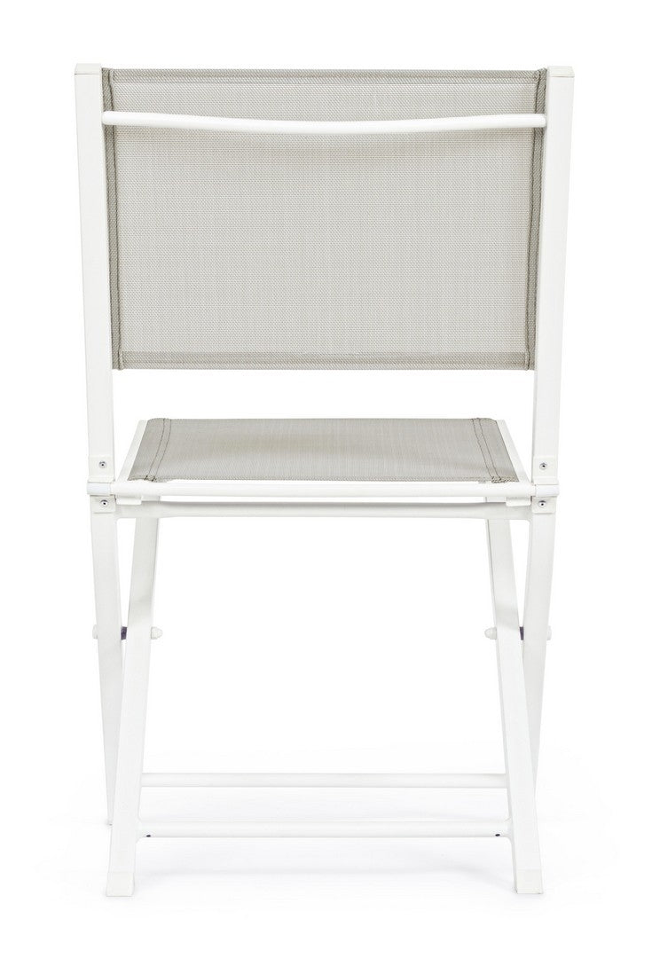 Set 4 scaune pliabile de gradina / terasa din metal si material textil Hilde Alb, l48xA55,5xH82,5 cm (2)