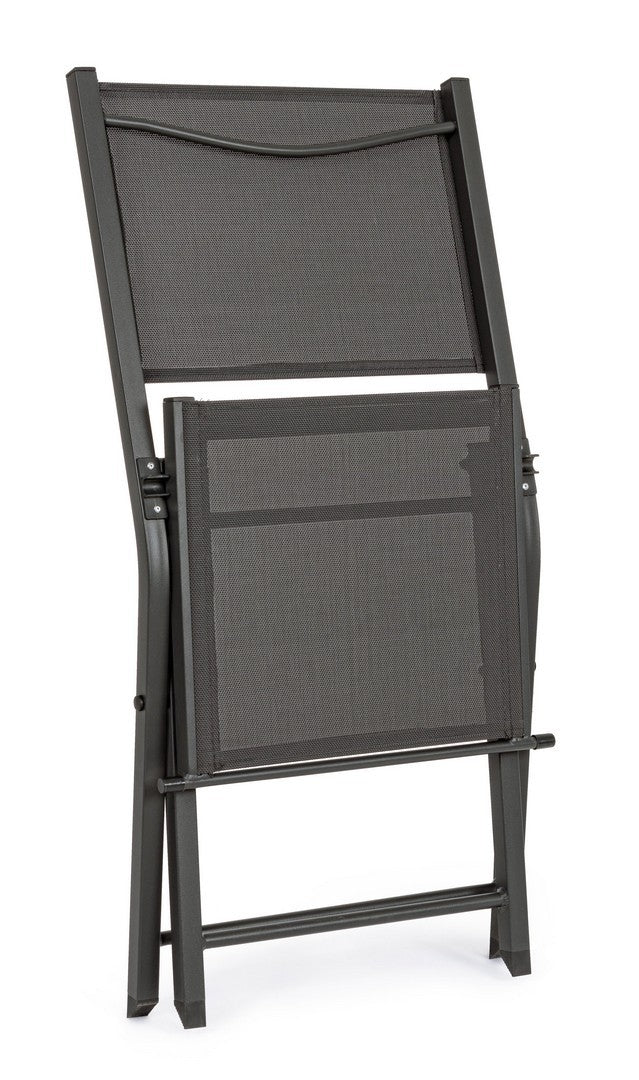 Set 4 scaune pliabile de gradina / terasa din metal si material textil Hilde Antracit, l48xA55,5xH82,5 cm (6)