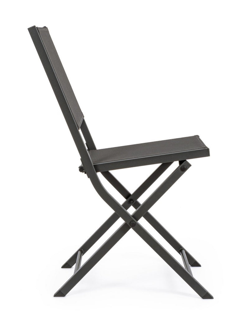 Set 4 scaune pliabile de gradina / terasa din metal si material textil Hilde Antracit, l48xA55,5xH82,5 cm (1)