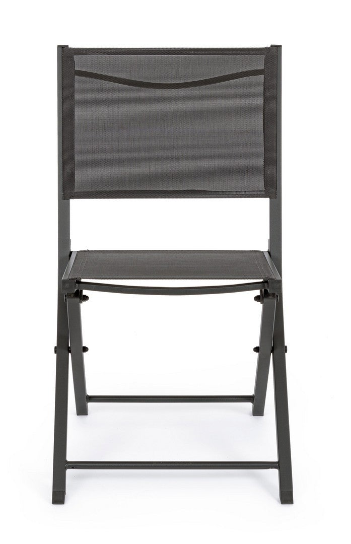 Set 4 scaune pliabile de gradina / terasa din metal si material textil Hilde Antracit, l48xA55,5xH82,5 cm (2)