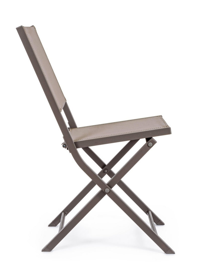 Set 4 scaune pliabile de gradina / terasa din metal si material textil Hilde Grej, l48xA55,5xH82,5 cm (2)