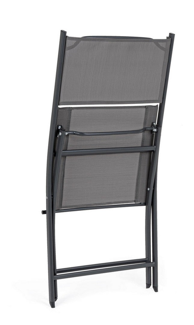 Set 4 scaune pliabile de gradina / terasa din metal si material textil Martinez Antracit, l46xA58xH80 cm (4)