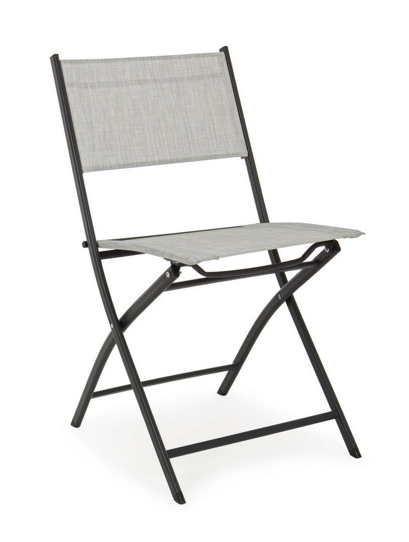 Set 4 scaune pliabile de gradina / terasa din metal si material textil Martinez Gri Deschis, l46xA58xH80 cm (1)
