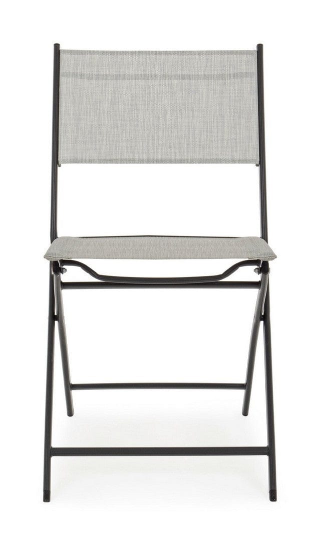 Set 4 scaune pliabile de gradina / terasa din metal si material textil Martinez Gri Deschis, l46xA58xH80 cm (2)