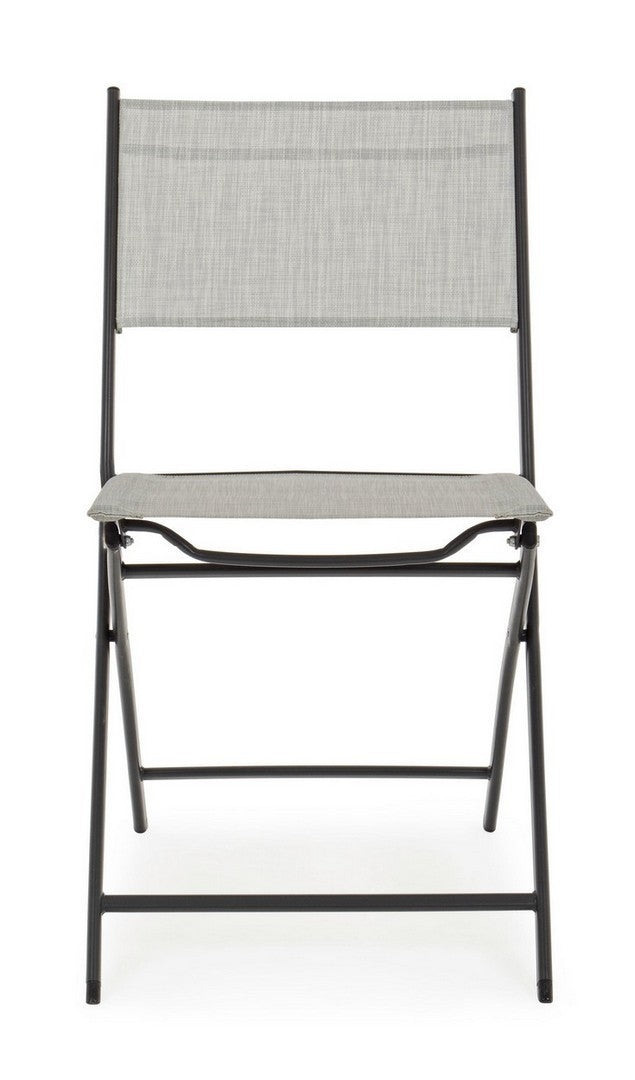 Set 4 scaune pliabile de gradina / terasa din metal si material textil Martinez Gri Deschis, l46xA58xH80 cm (2)
