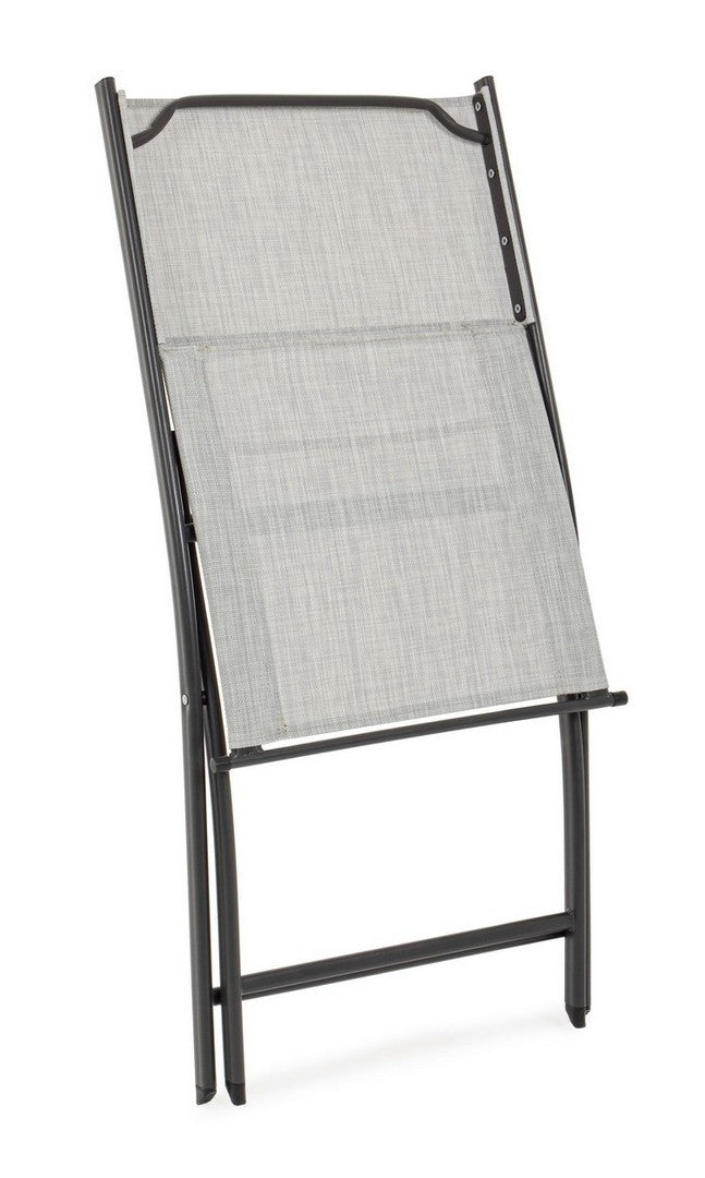 Set 4 scaune pliabile de gradina / terasa din metal si material textil Martinez Gri Deschis, l46xA58xH80 cm (4)