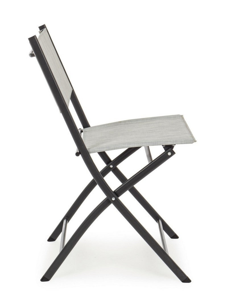 Set 4 scaune pliabile de gradina / terasa din metal si material textil Martinez Gri Deschis, l46xA58xH80 cm (3)
