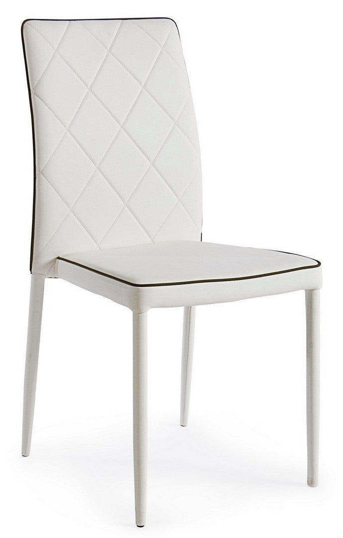Set 4 scaune tapitate cu piele ecologica si picioare metalice Achille Alb, l43,5xA53,5xH92 cm (1)