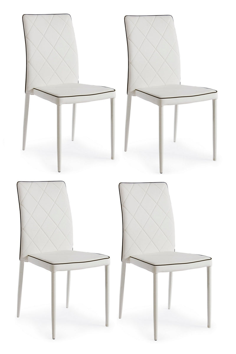 Set 4 scaune tapitate cu piele ecologica si picioare metalice Achille Alb, l43,5xA53,5xH92 cm