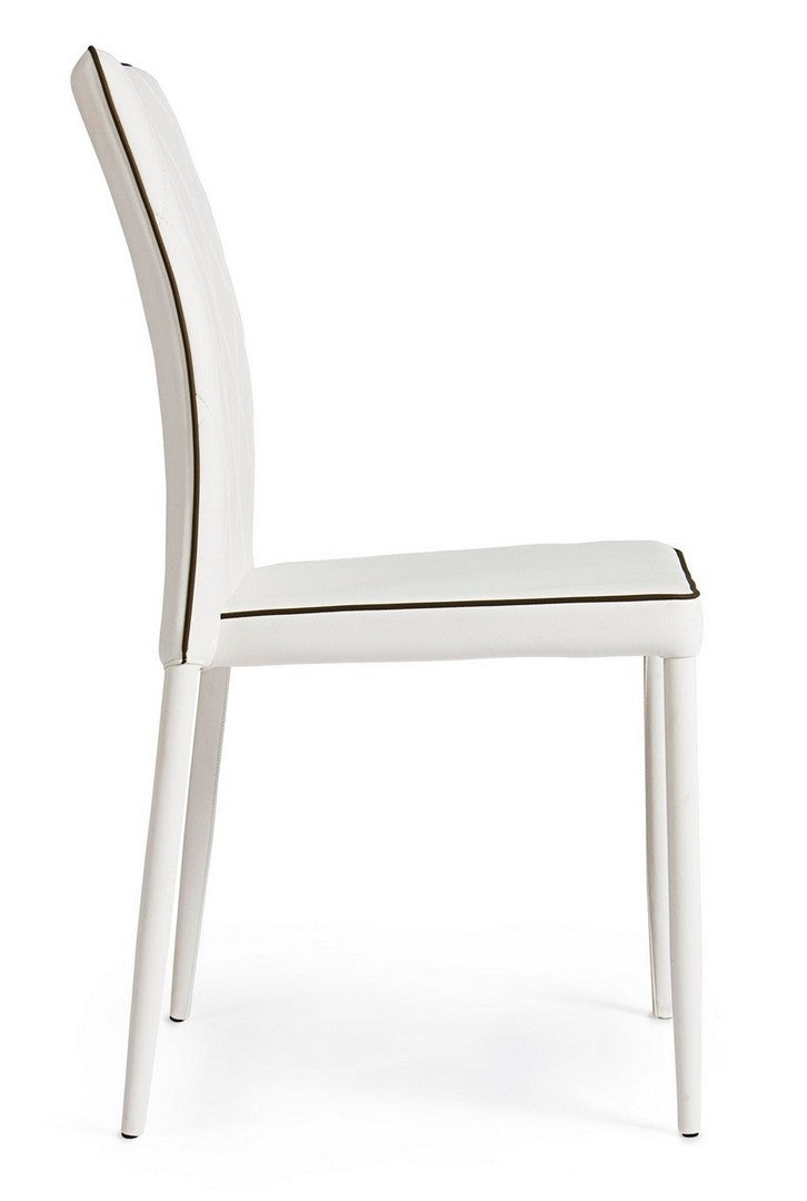 Set 4 scaune tapitate cu piele ecologica si picioare metalice Achille Alb, l43,5xA53,5xH92 cm (4)
