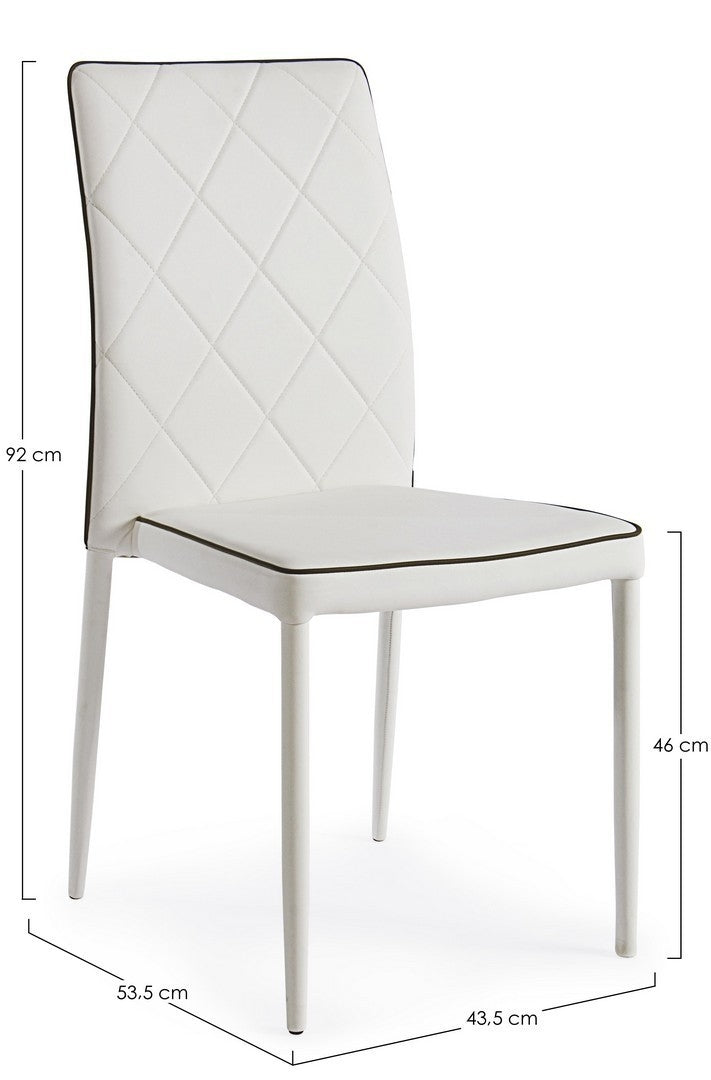 Set 4 scaune tapitate cu piele ecologica si picioare metalice Achille Alb, l43,5xA53,5xH92 cm (7)