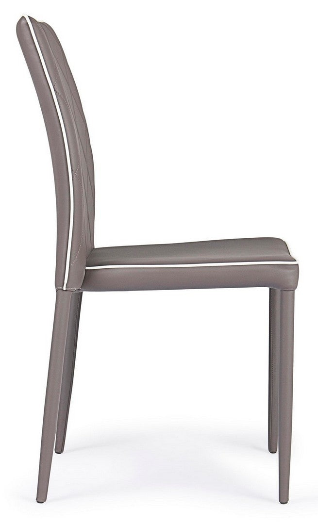 Set 4 scaune tapitate cu piele ecologica si picioare metalice Achille Capuccino, l43,5xA53,5xH92 cm (4)
