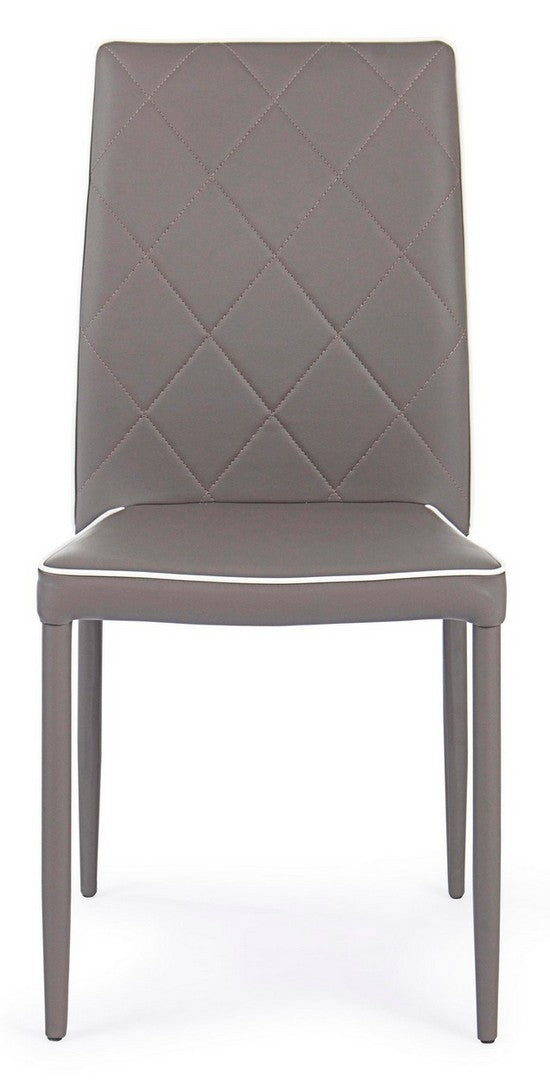 Set 4 scaune tapitate cu piele ecologica si picioare metalice Achille Capuccino, l43,5xA53,5xH92 cm (2)