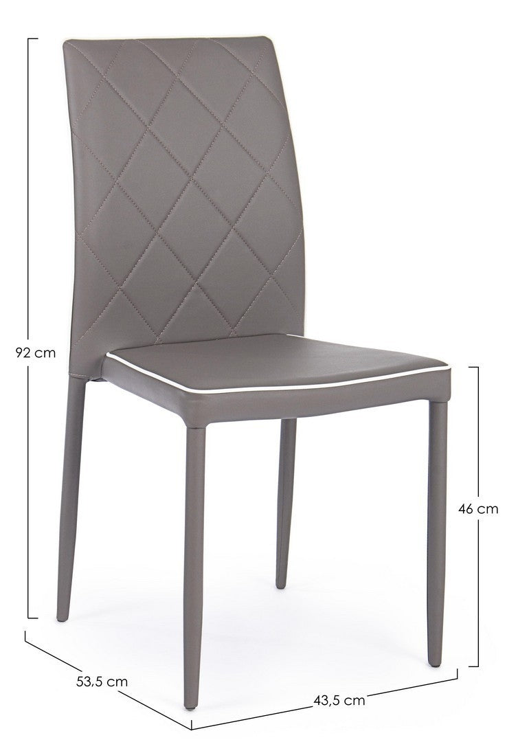 Set 4 scaune tapitate cu piele ecologica si picioare metalice Achille Capuccino, l43,5xA53,5xH92 cm (7)