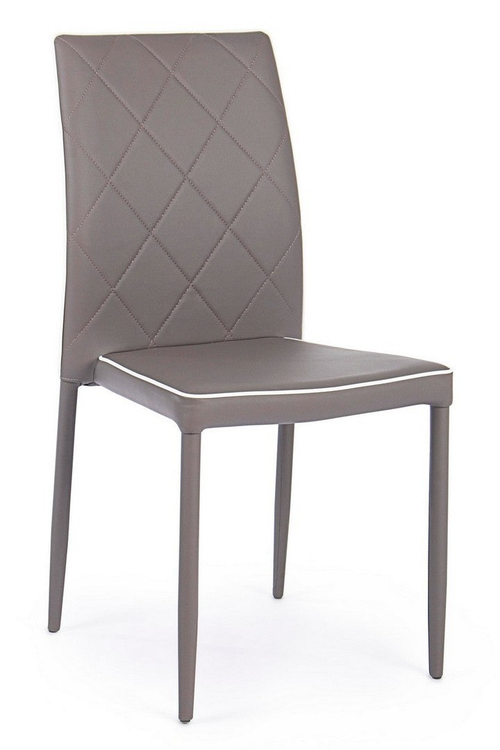 Set 4 scaune tapitate cu piele ecologica si picioare metalice Achille Capuccino, l43,5xA53,5xH92 cm (1)