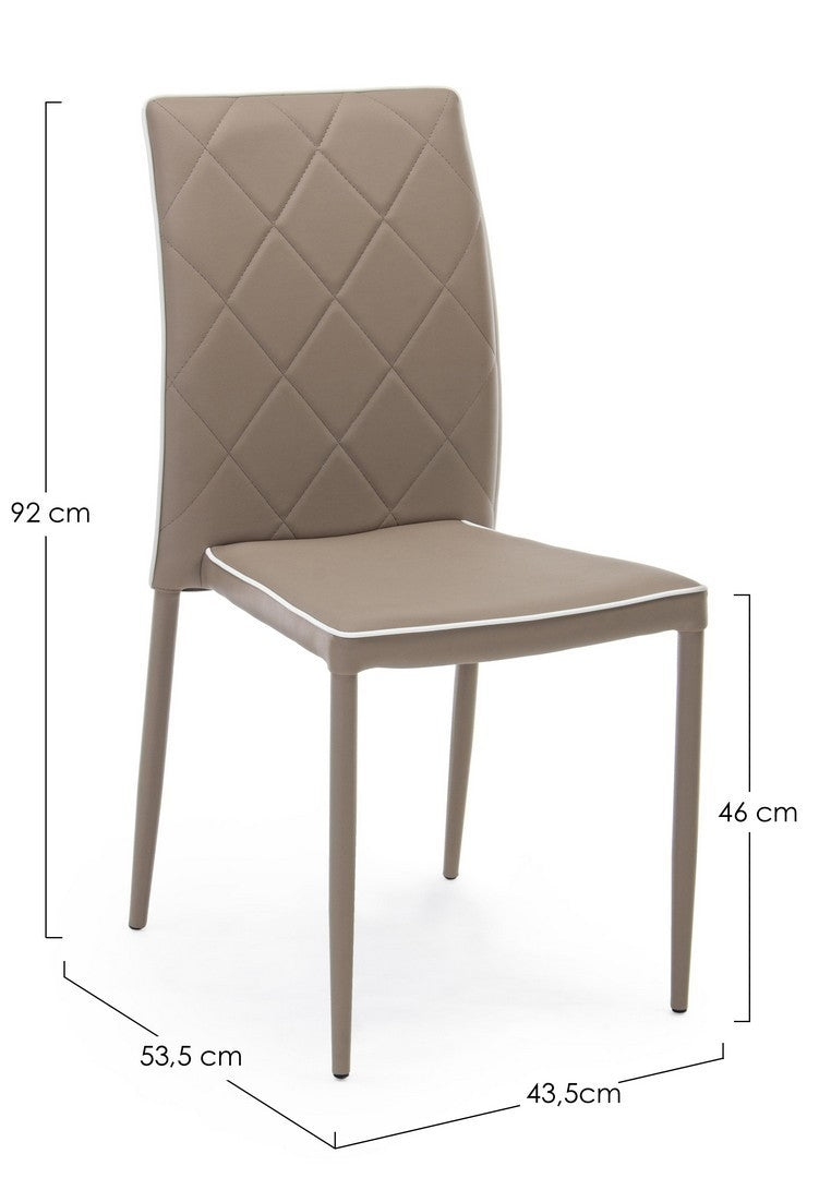 Set 4 scaune tapitate cu piele ecologica si picioare metalice Achille Grej, l43,5xA53,5xH92 cm (7)