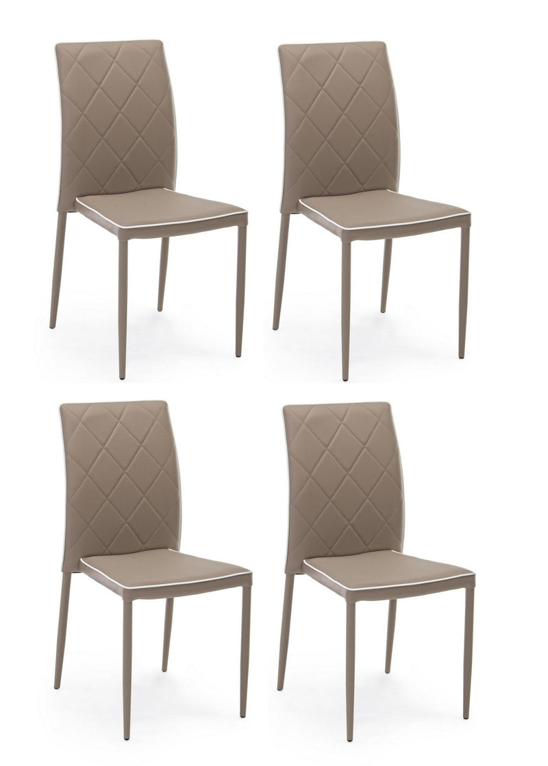 Set 4 scaune tapitate cu piele ecologica si picioare metalice Achille Grej, l43,5xA53,5xH92 cm