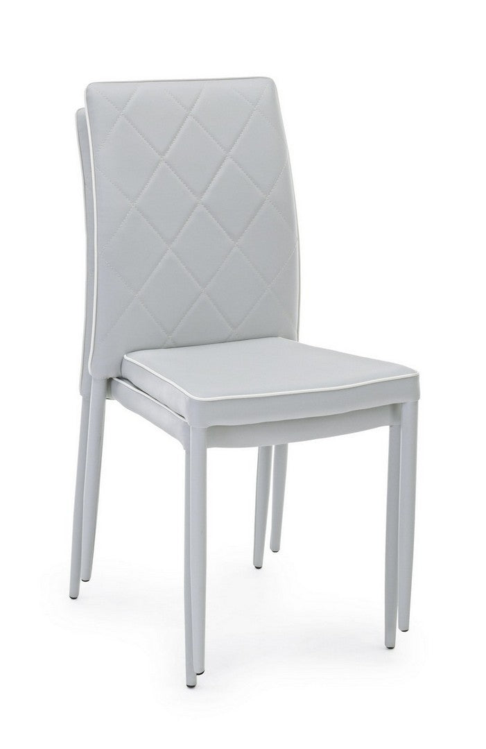 Set 4 scaune tapitate cu piele ecologica si picioare metalice Achille Gri, l43,5xA53,5xH92 cm (6)