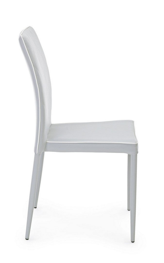 Set 4 scaune tapitate cu piele ecologica si picioare metalice Achille Gri, l43,5xA53,5xH92 cm (5)