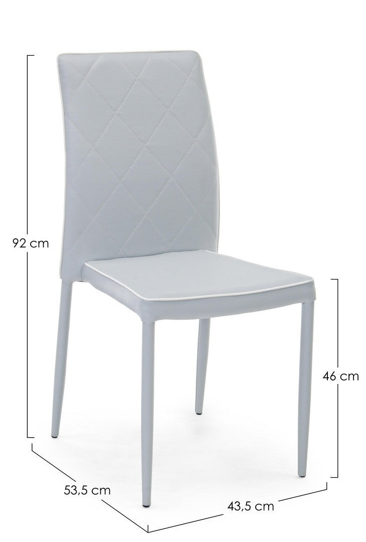 Set 4 scaune tapitate cu piele ecologica si picioare metalice Achille Gri, l43,5xA53,5xH92 cm (8)