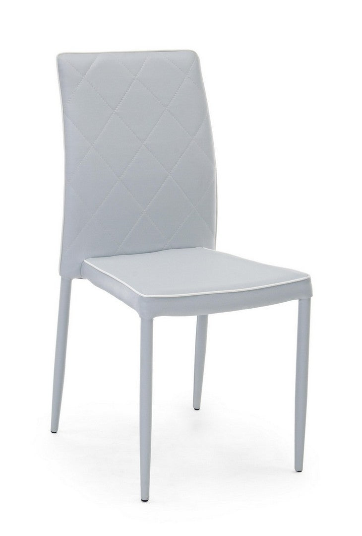 Set 4 scaune tapitate cu piele ecologica si picioare metalice Achille Gri, l43,5xA53,5xH92 cm (2)