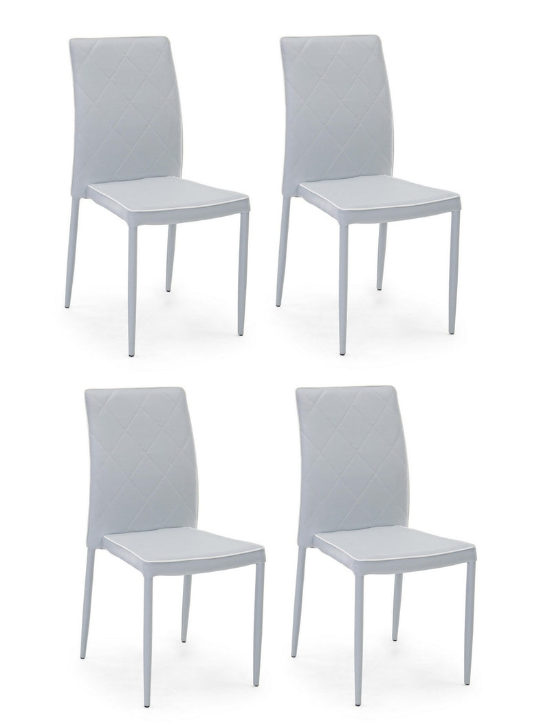 Set 4 scaune tapitate cu piele ecologica si picioare metalice Achille Gri, l43,5xA53,5xH92 cm