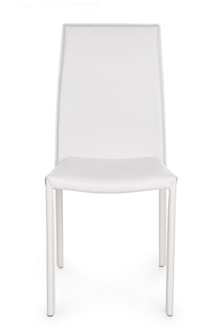 Set 4 scaune tapitate cu piele ecologica si picioare metalice Adda Alb, l44xA42xH96 cm (5)