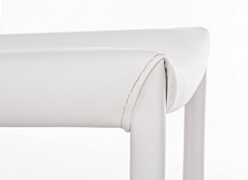 Set 4 scaune tapitate cu piele ecologica si picioare metalice Adda Alb, l44xA42xH96 cm (10)